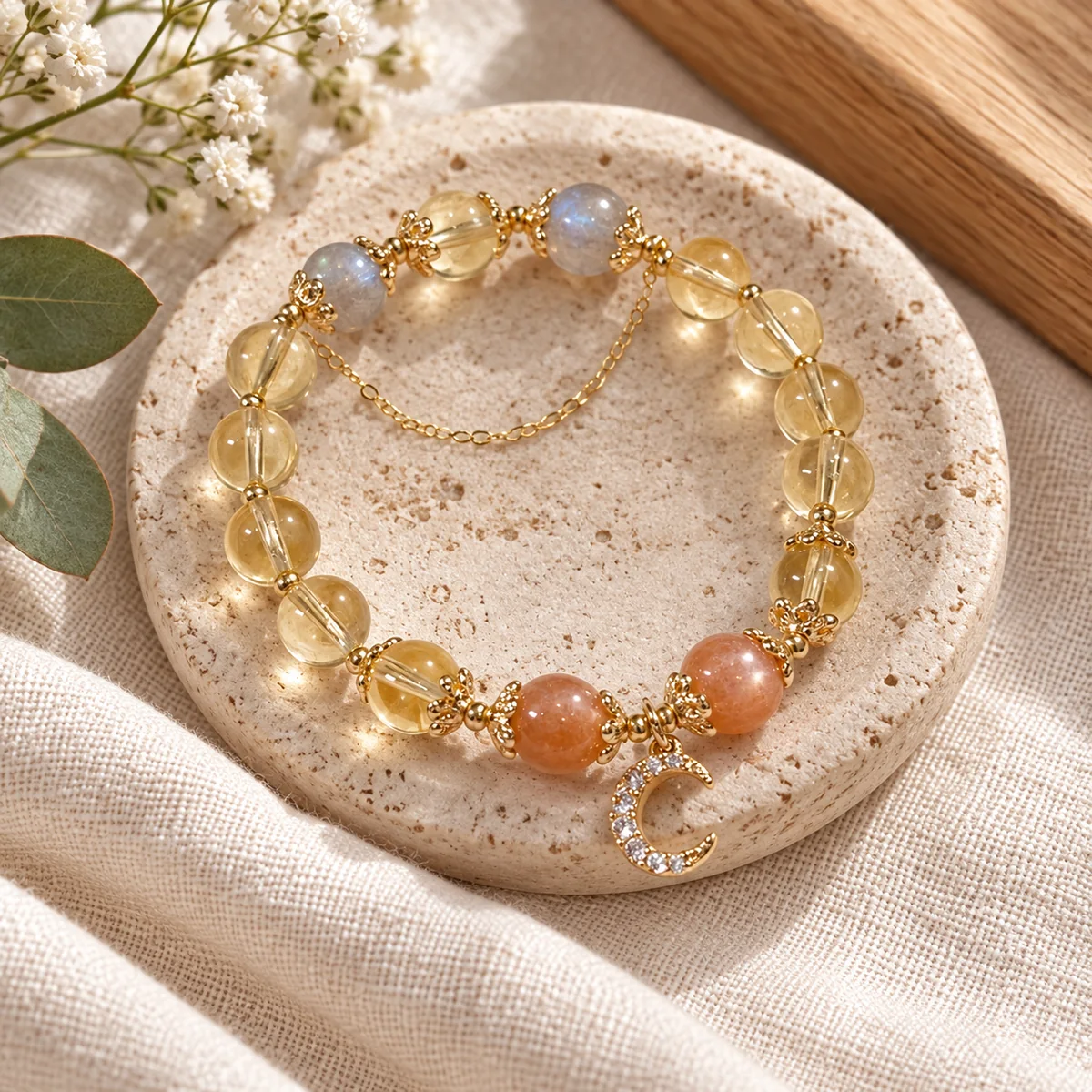 Golden Moon Citrine Bracelet in a styled scene