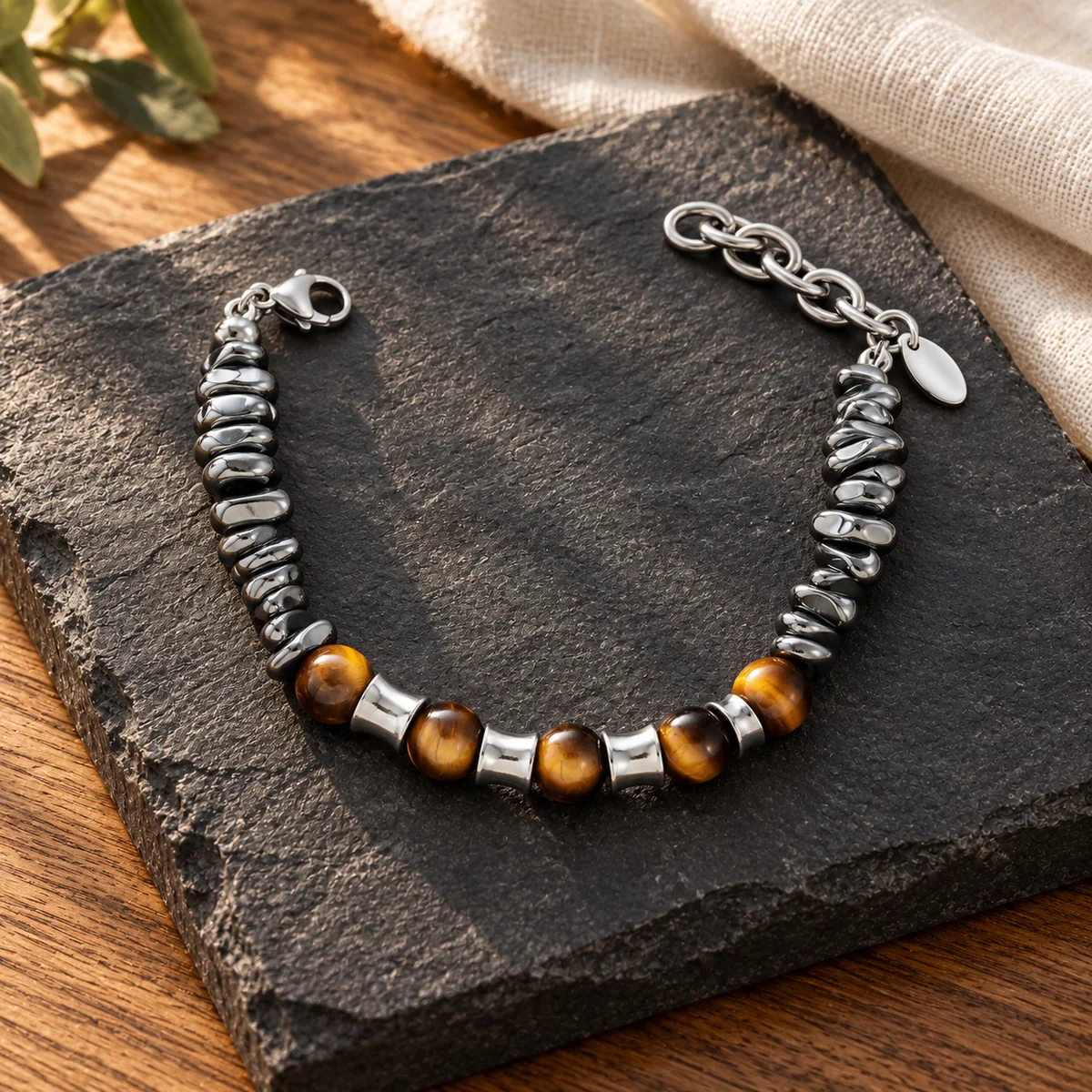 Forge Tiger Eye Bracelet in a styled scene